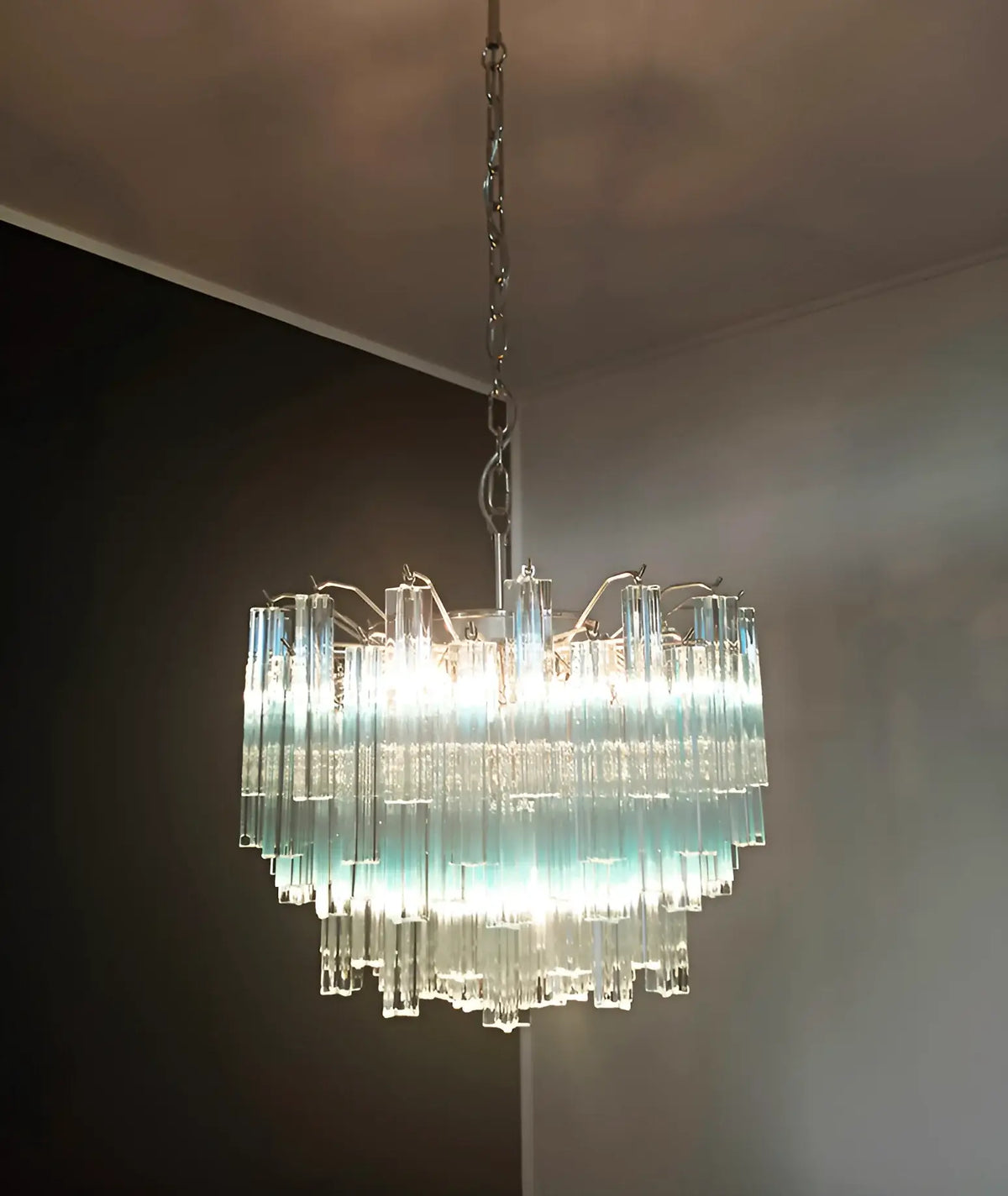 Gorgeous Murano Quadriedri Prisms Blue Chandelier - view 8