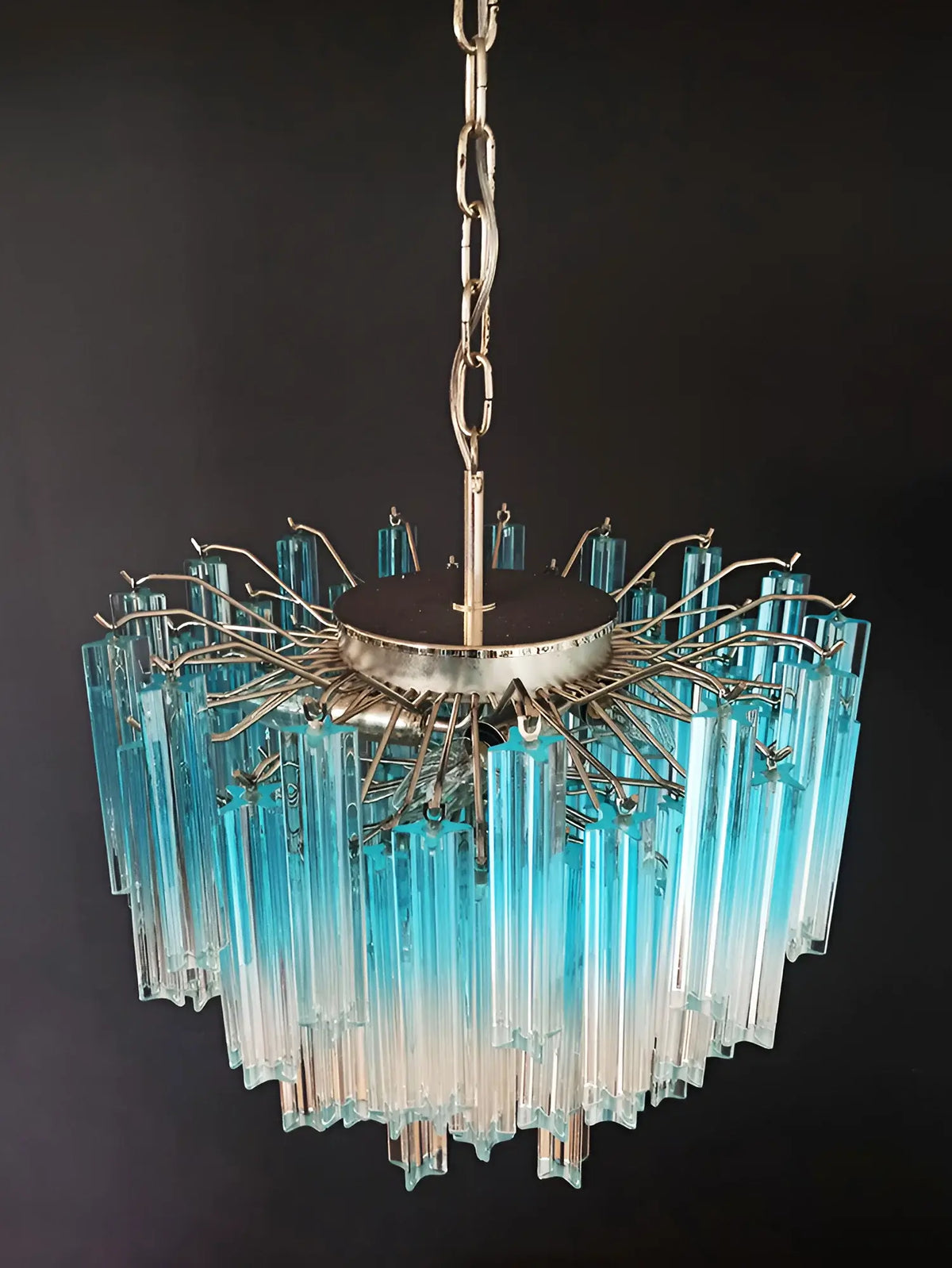 Gorgeous Murano Quadriedri Prisms Blue Chandelier - view 14