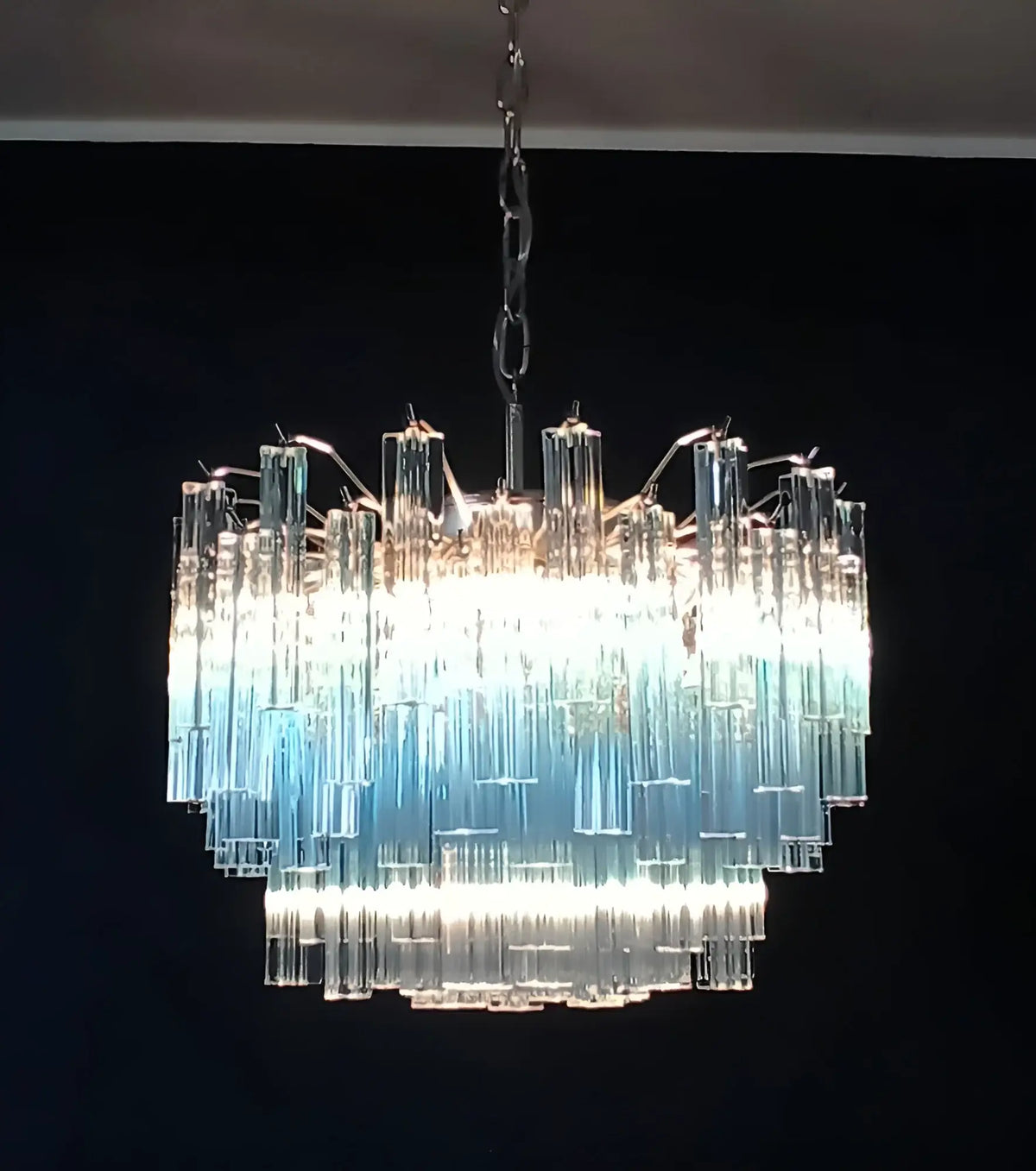 Gorgeous Murano Quadriedri Prisms Blue Chandelier - view 10