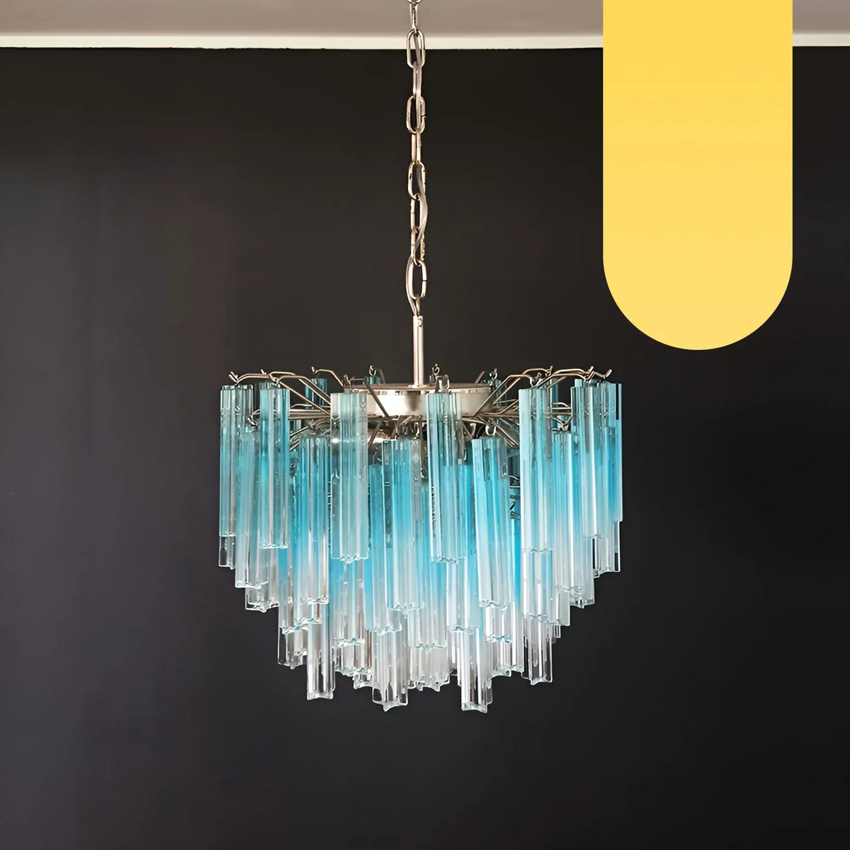 Gorgeous Murano Quadriedri Prisms Blue Chandelier - view 21