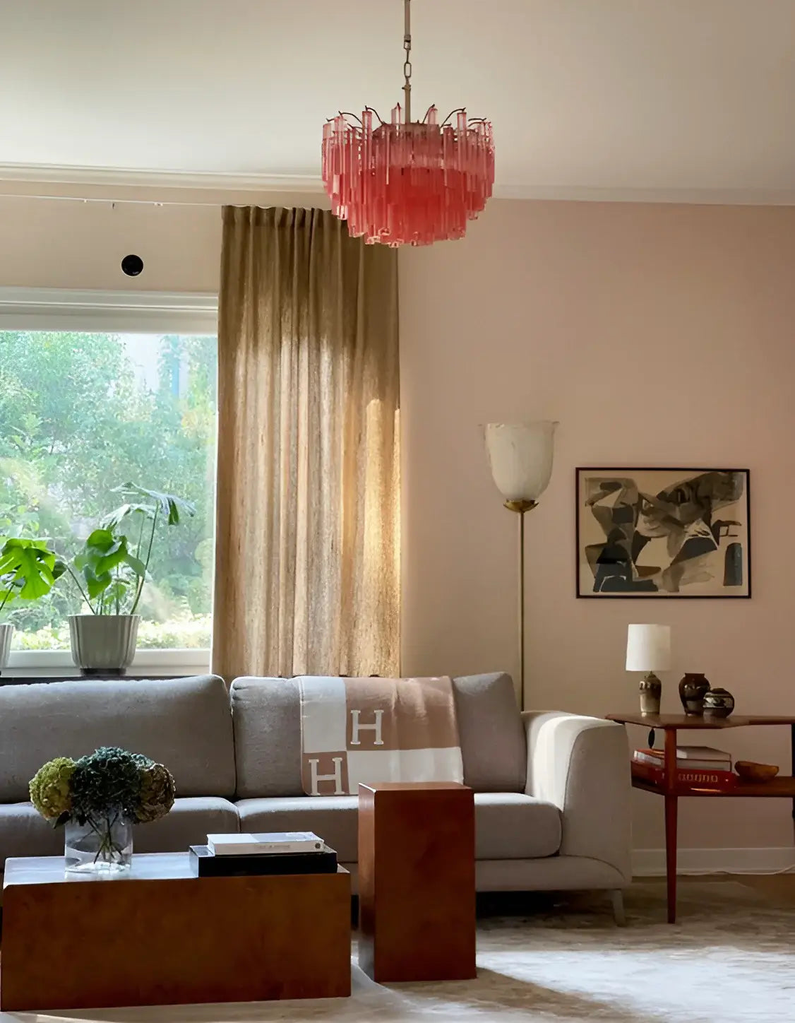 Gorgeous Murano Quadriedri Prisms Pink Chandelier - view 6