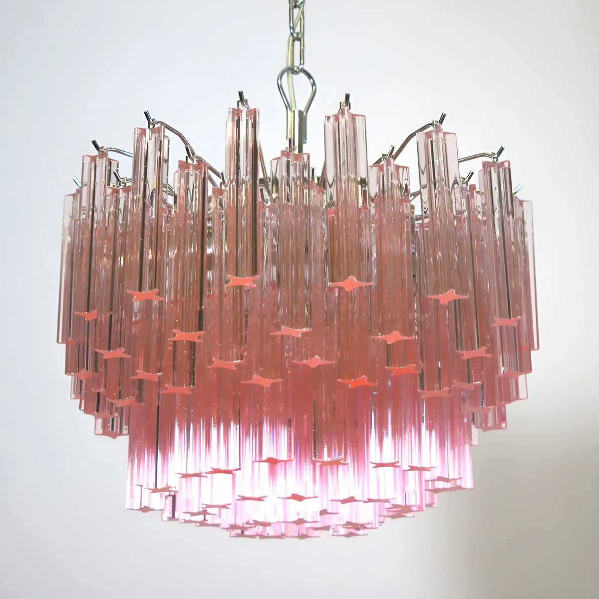 Gorgeous Murano Quadriedri Prisms Pink Chandelier - view 9