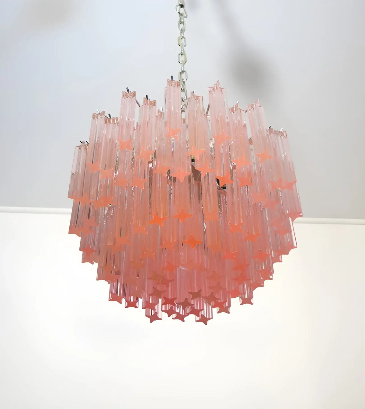 Gorgeous Murano Quadriedri Prisms Pink Chandelier - view 11