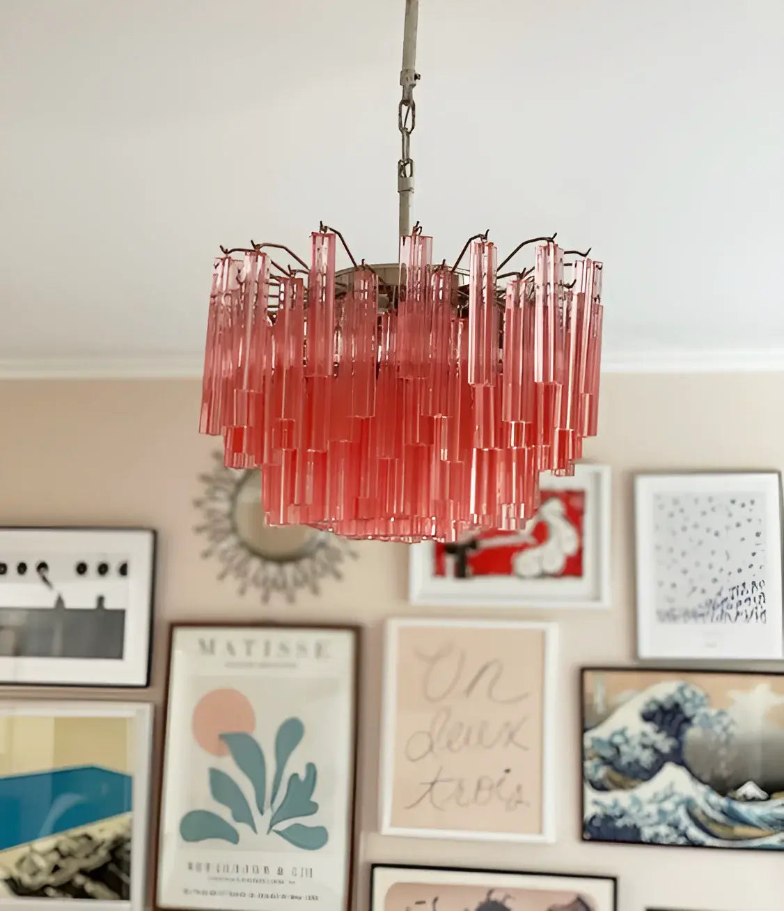 Gorgeous Murano Quadriedri Prisms Pink Chandelier - view 4