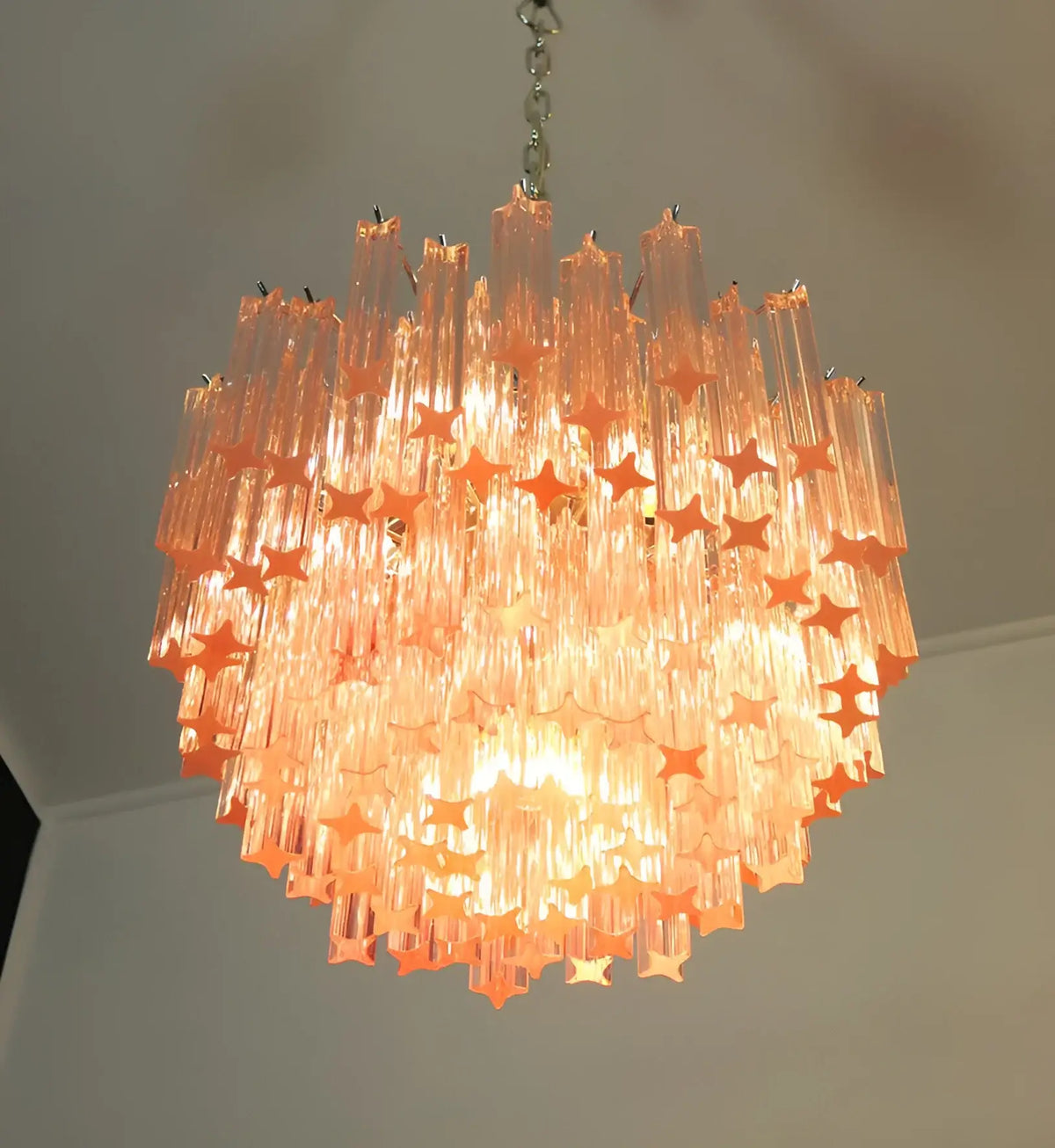 Gorgeous Murano Quadriedri Prisms Pink Chandelier - view 10