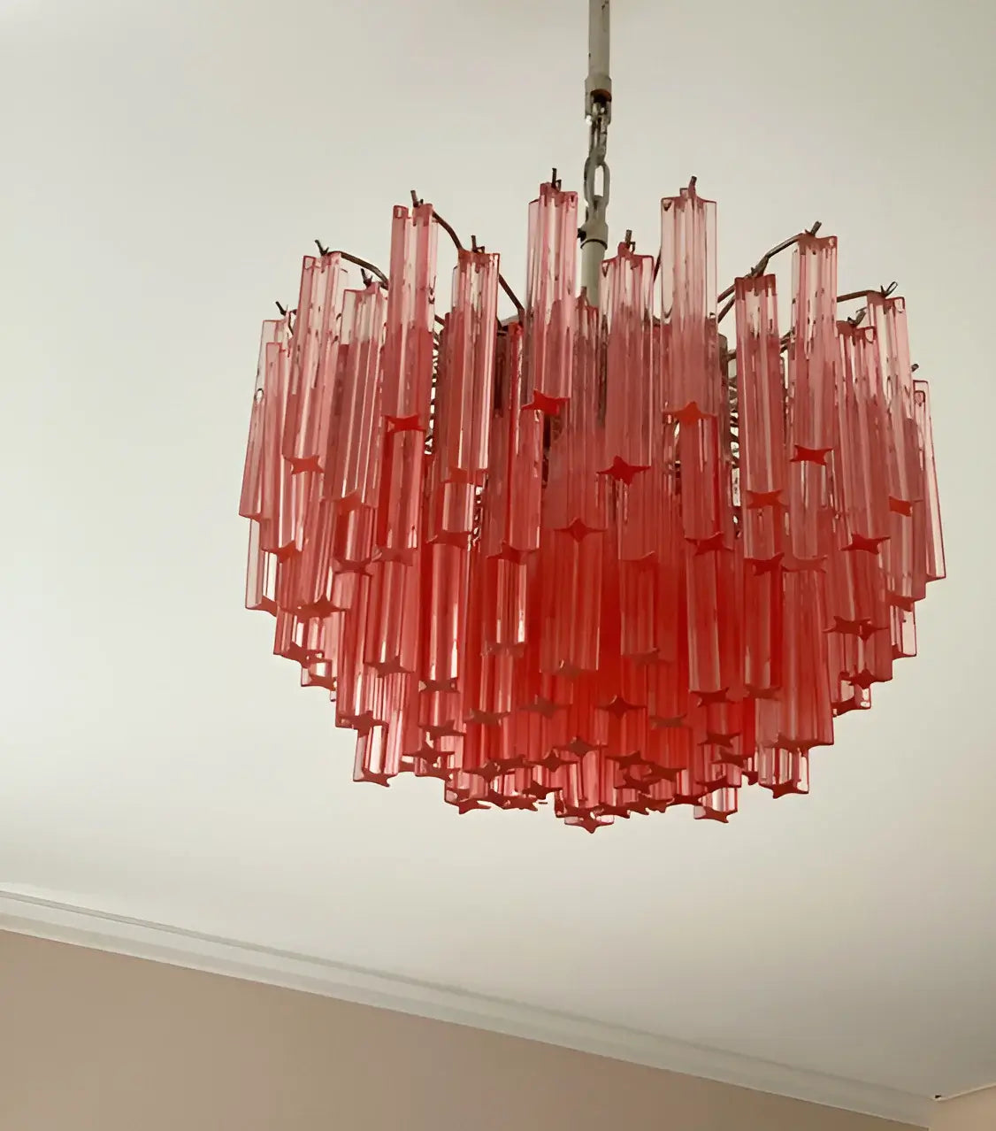 Gorgeous Murano Quadriedri Prisms Pink Chandelier - view 8
