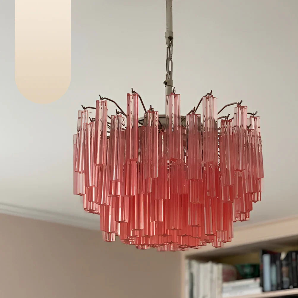 Gorgeous Murano Quadriedri Prisms Pink Chandelier - view 16