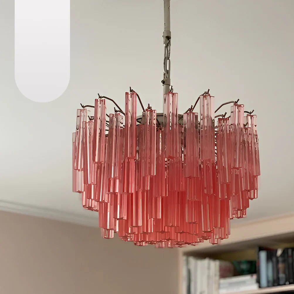 Gorgeous Murano Quadriedri Prisms Pink Chandelier - view 17