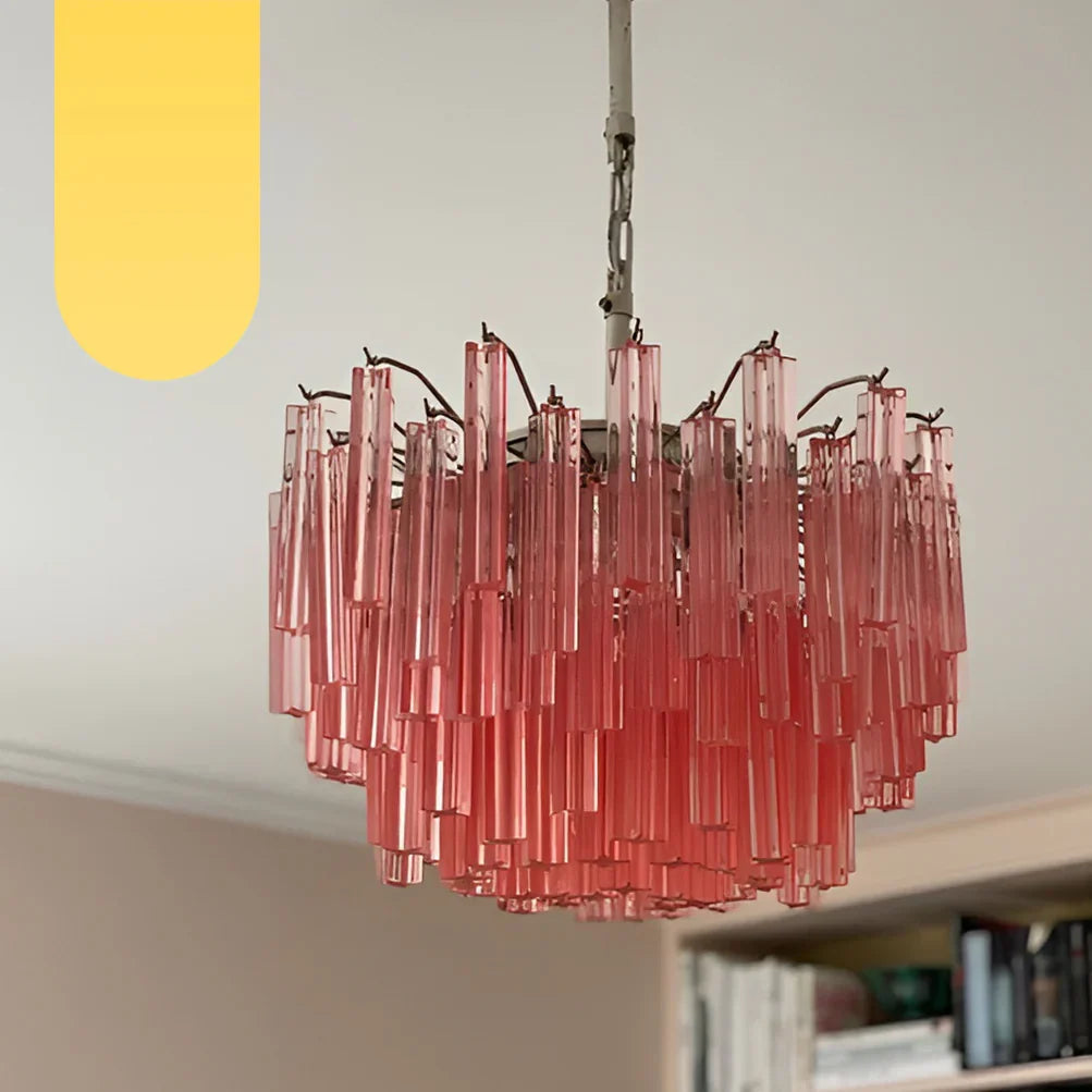 Gorgeous Murano Quadriedri Prisms Pink Chandelier - view 18