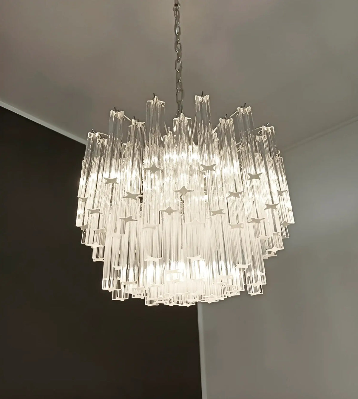 Gorgeous Murano Quadriedri Prisms Transparent Chandelier - view 8
