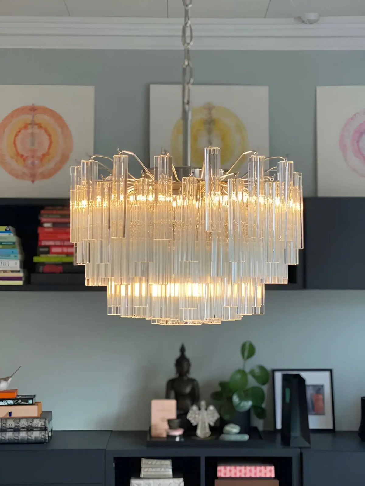 Gorgeous Murano Quadriedri Prisms Transparent Chandelier - view 3