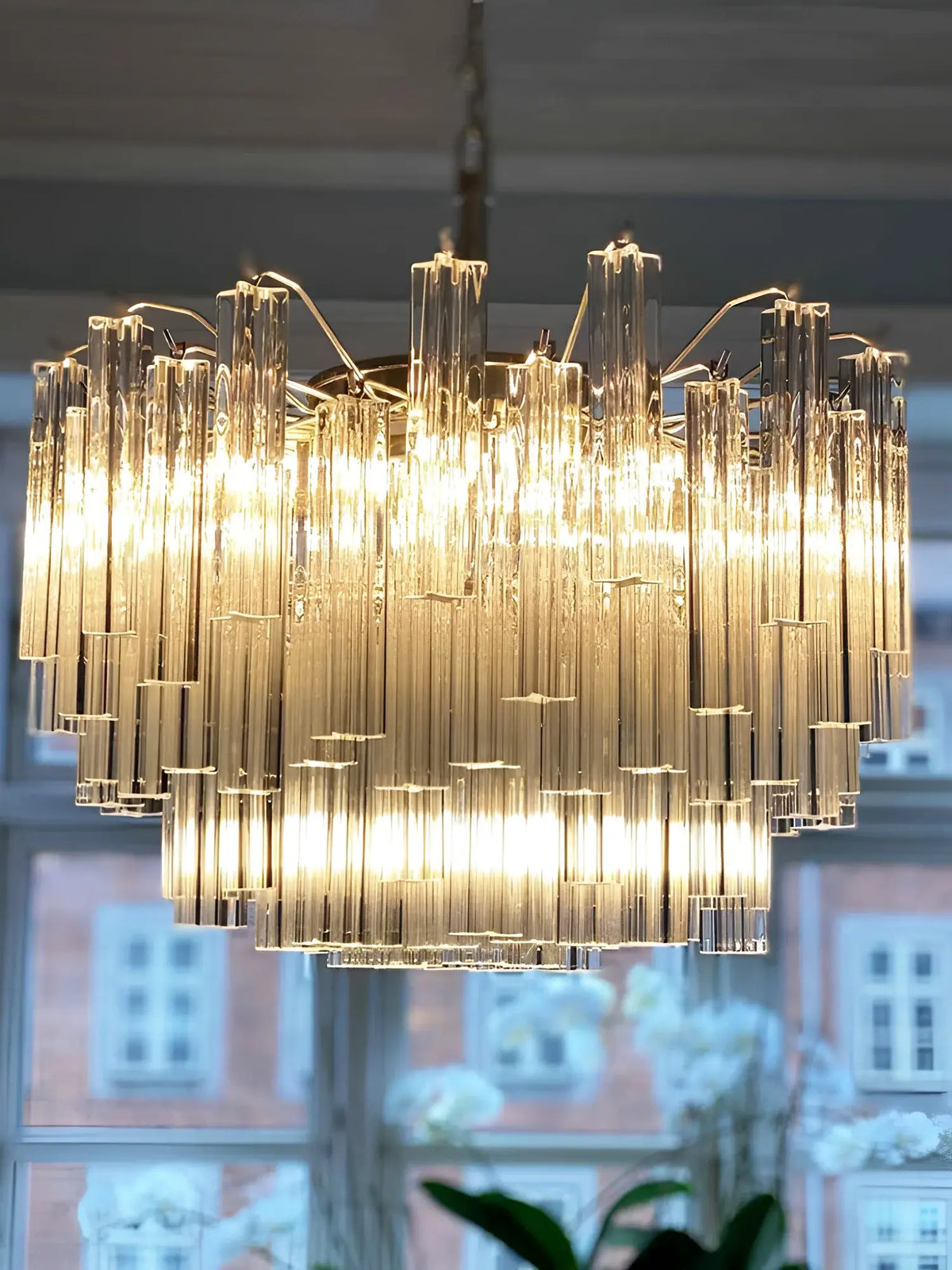 Gorgeous Murano Quadriedri Prisms Transparent Chandelier - view 6