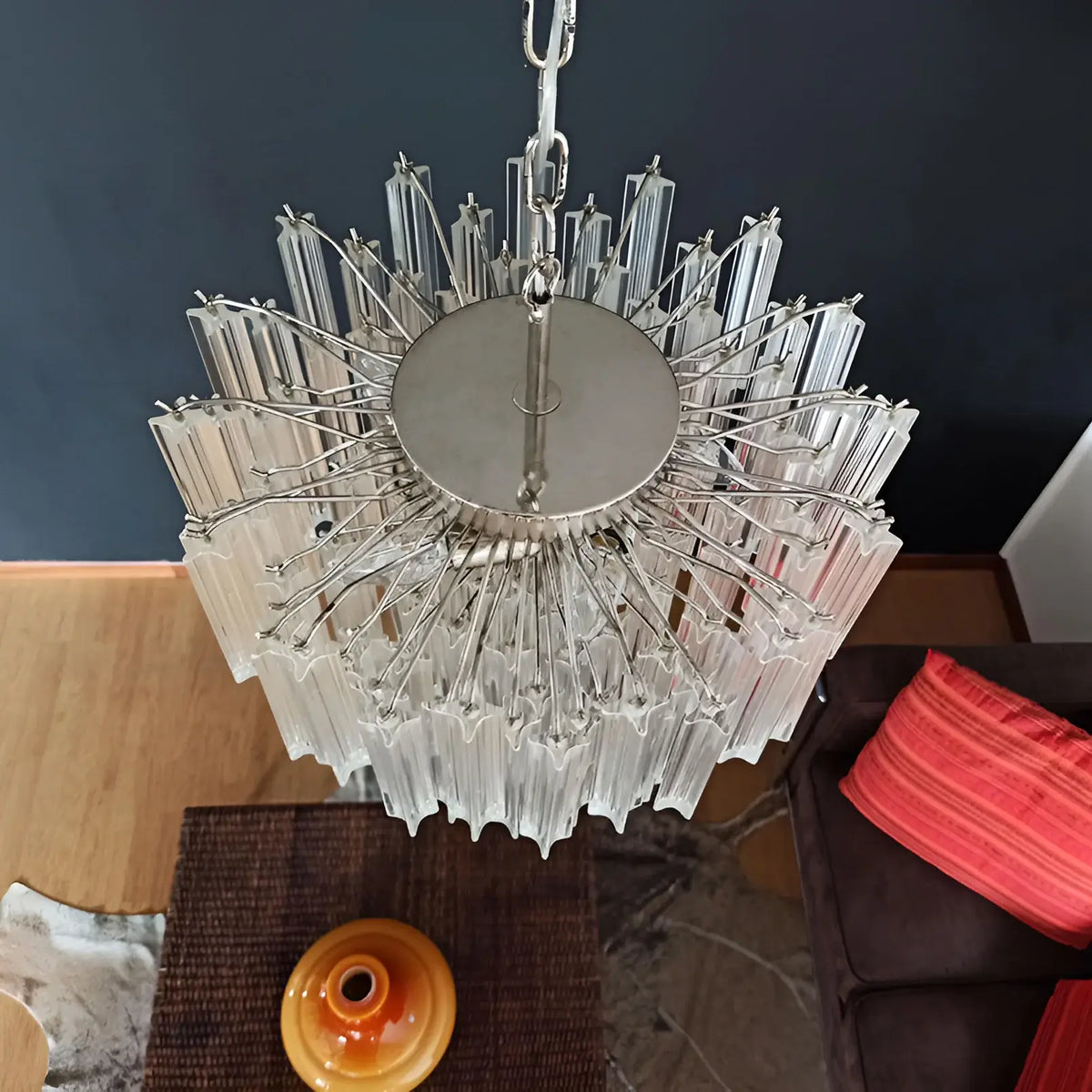 Gorgeous Murano Quadriedri Prisms Transparent Chandelier - view 7