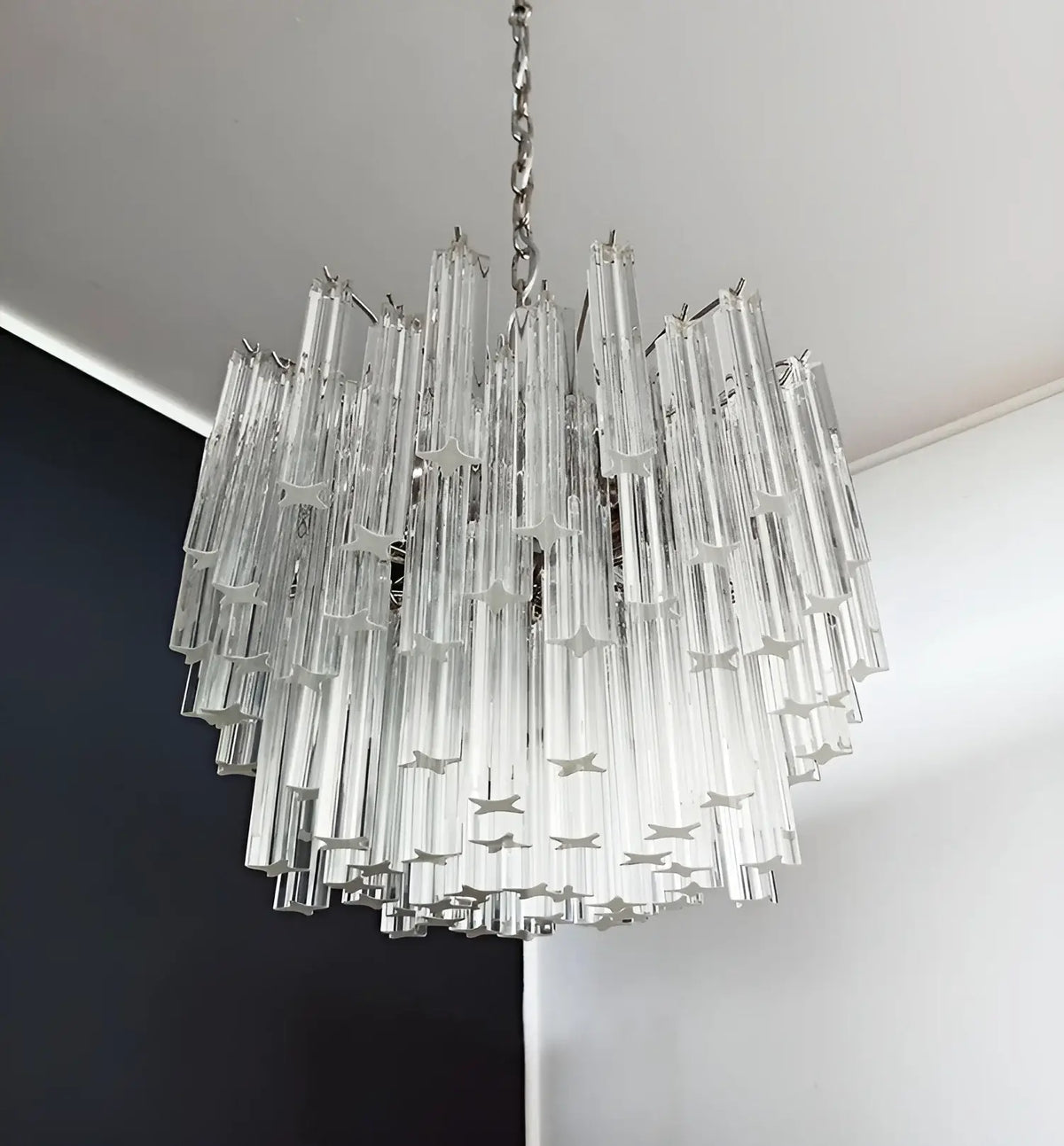 Gorgeous Murano Quadriedri Prisms Transparent Chandelier - view 10