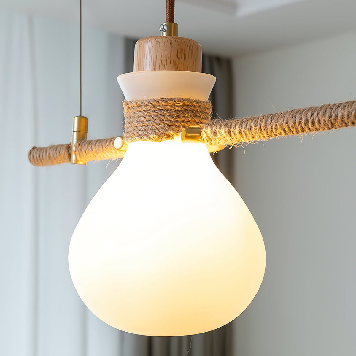 Hemp Rope Glass Pendant Lamp