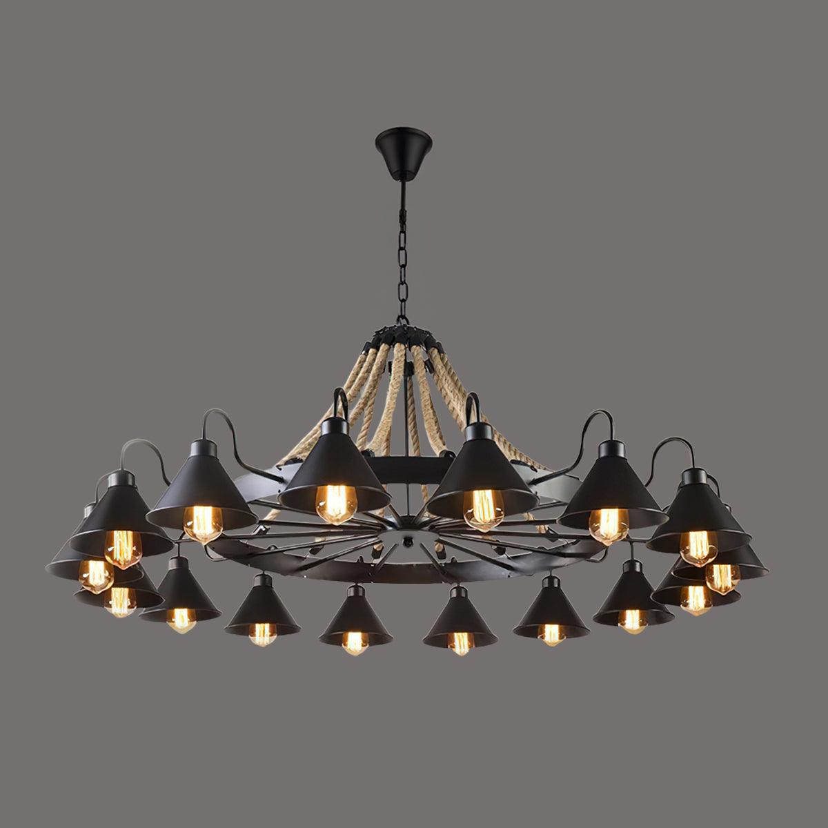 Hemp Rope Industrial Horn Chandelier - view 23