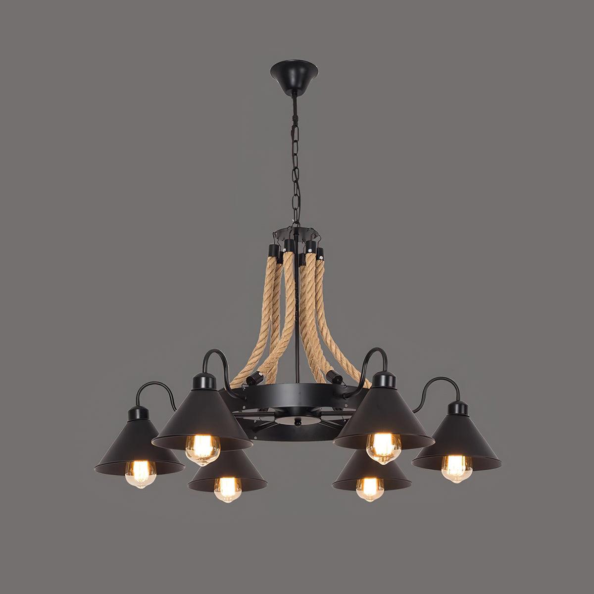 Hemp Rope Industrial Horn Chandelier - view 20