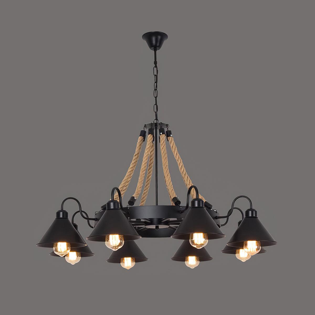 Hemp Rope Industrial Horn Chandelier - view 21