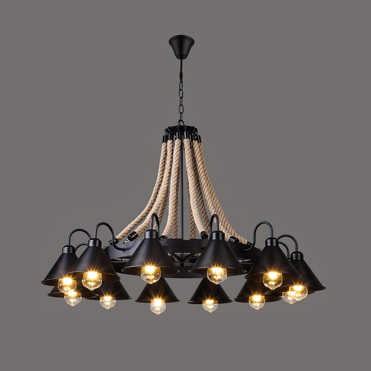 Hemp Rope Industrial Horn Chandelier - view 22