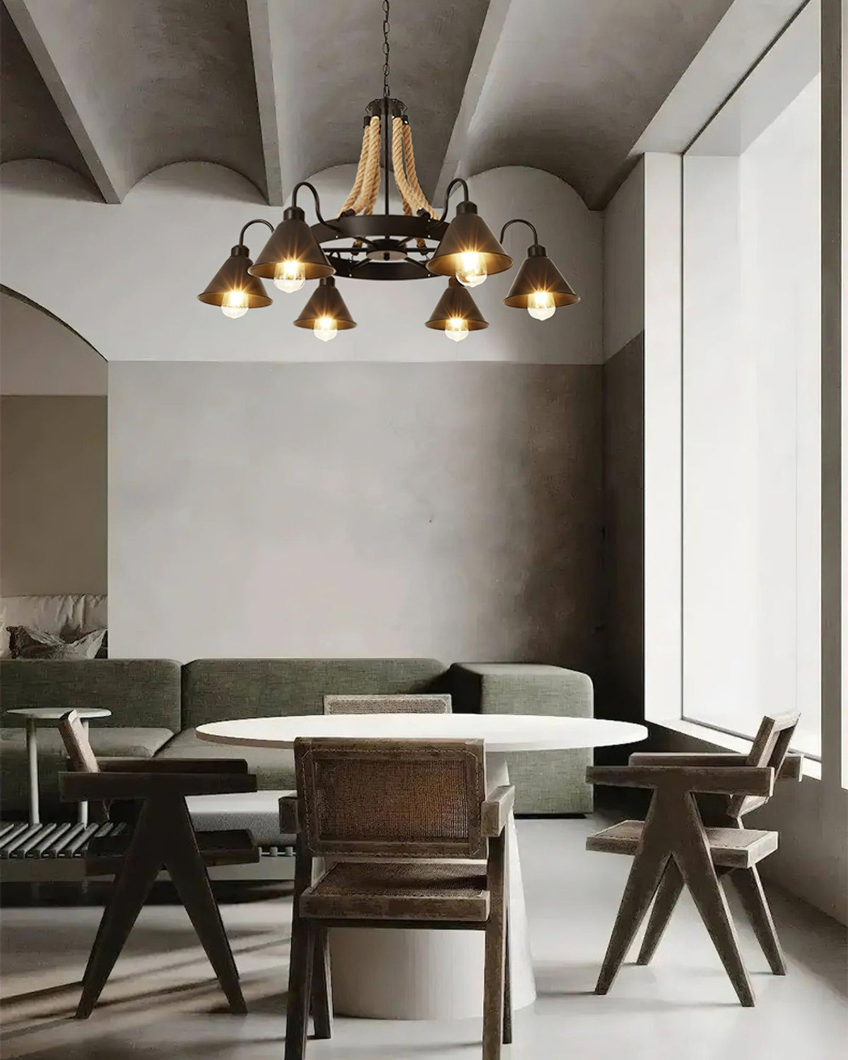 Hemp Rope Industrial Horn Chandelier - view 14