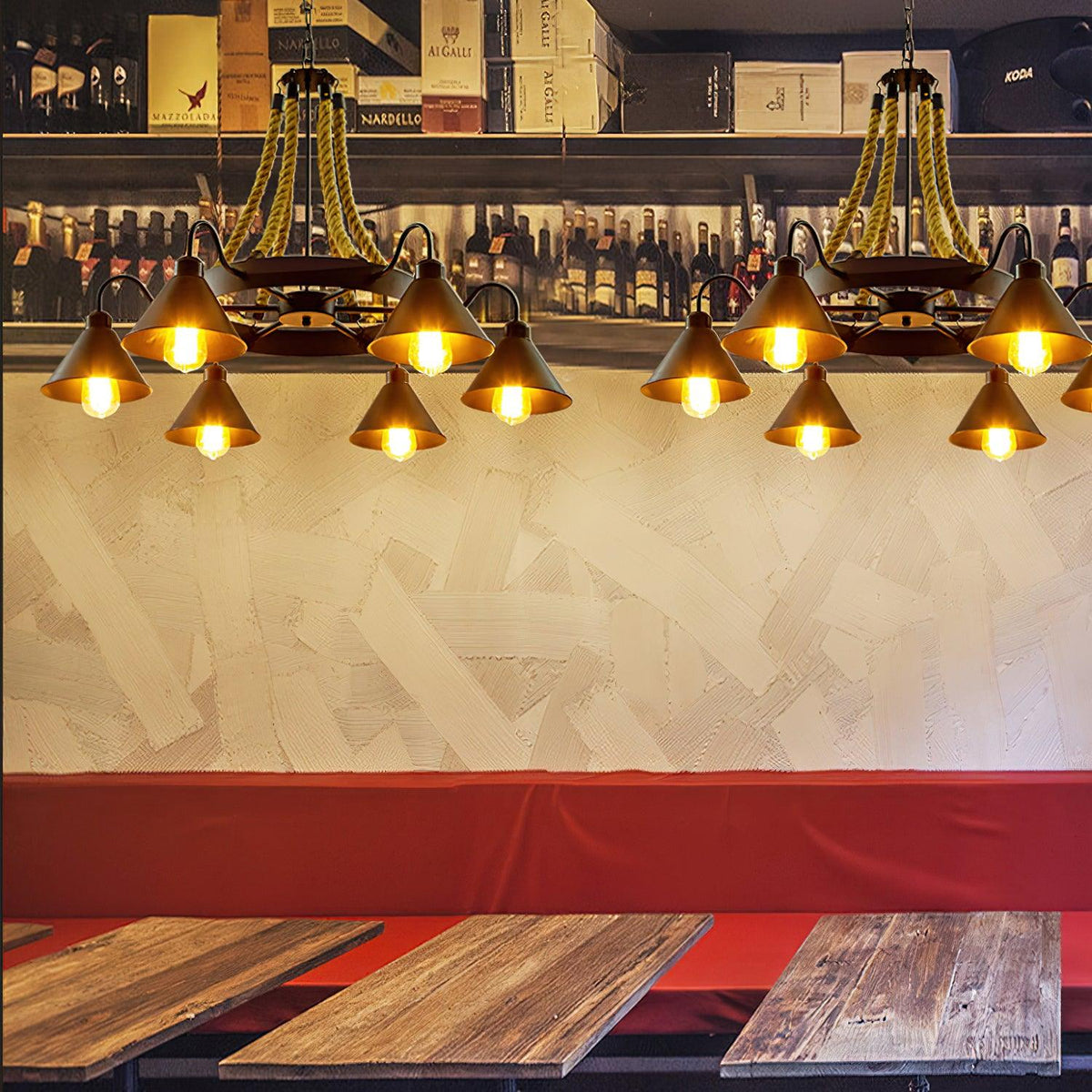 Hemp Rope Industrial Horn Chandelier - view 8