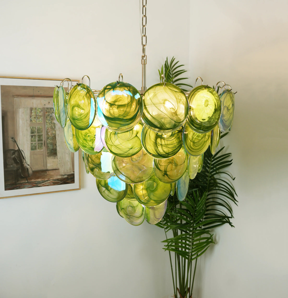 Elegant Green Murano Disc Chandelier - view 13