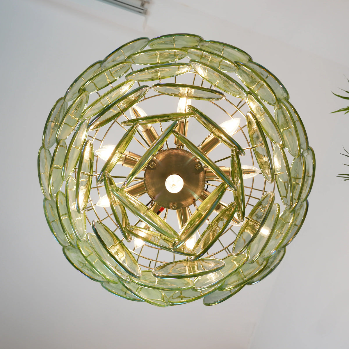 Elegant Green Murano Disc Chandelier - view 21