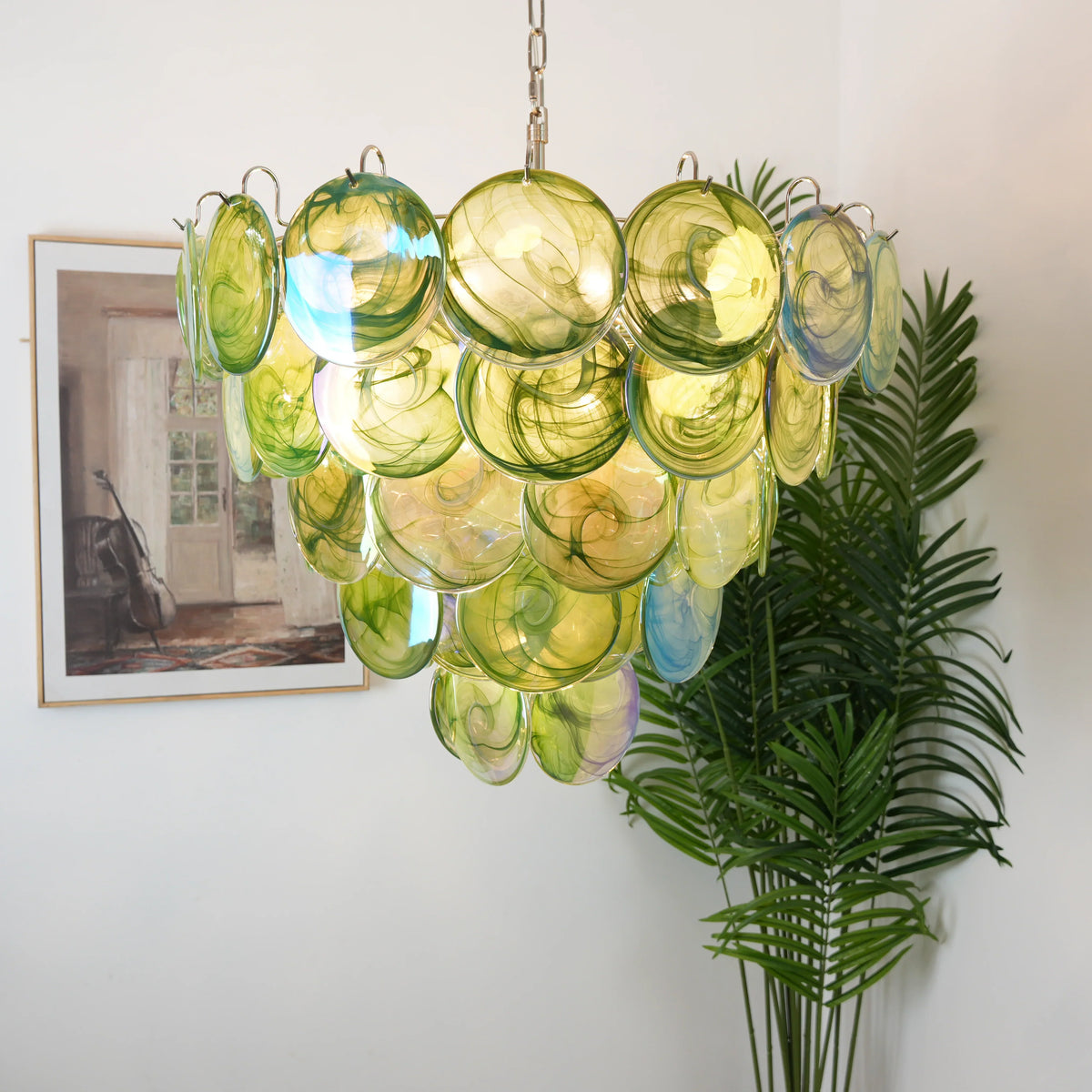 Elegant Green Murano Disc Chandelier - view 12