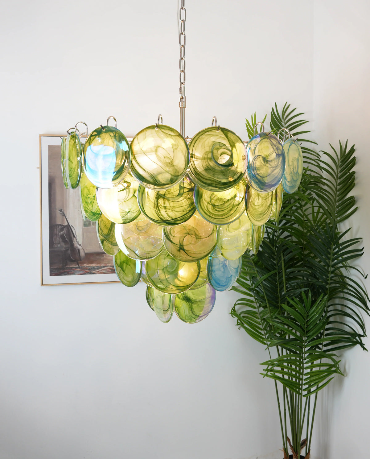 Elegant Green Murano Disc Chandelier - view 4