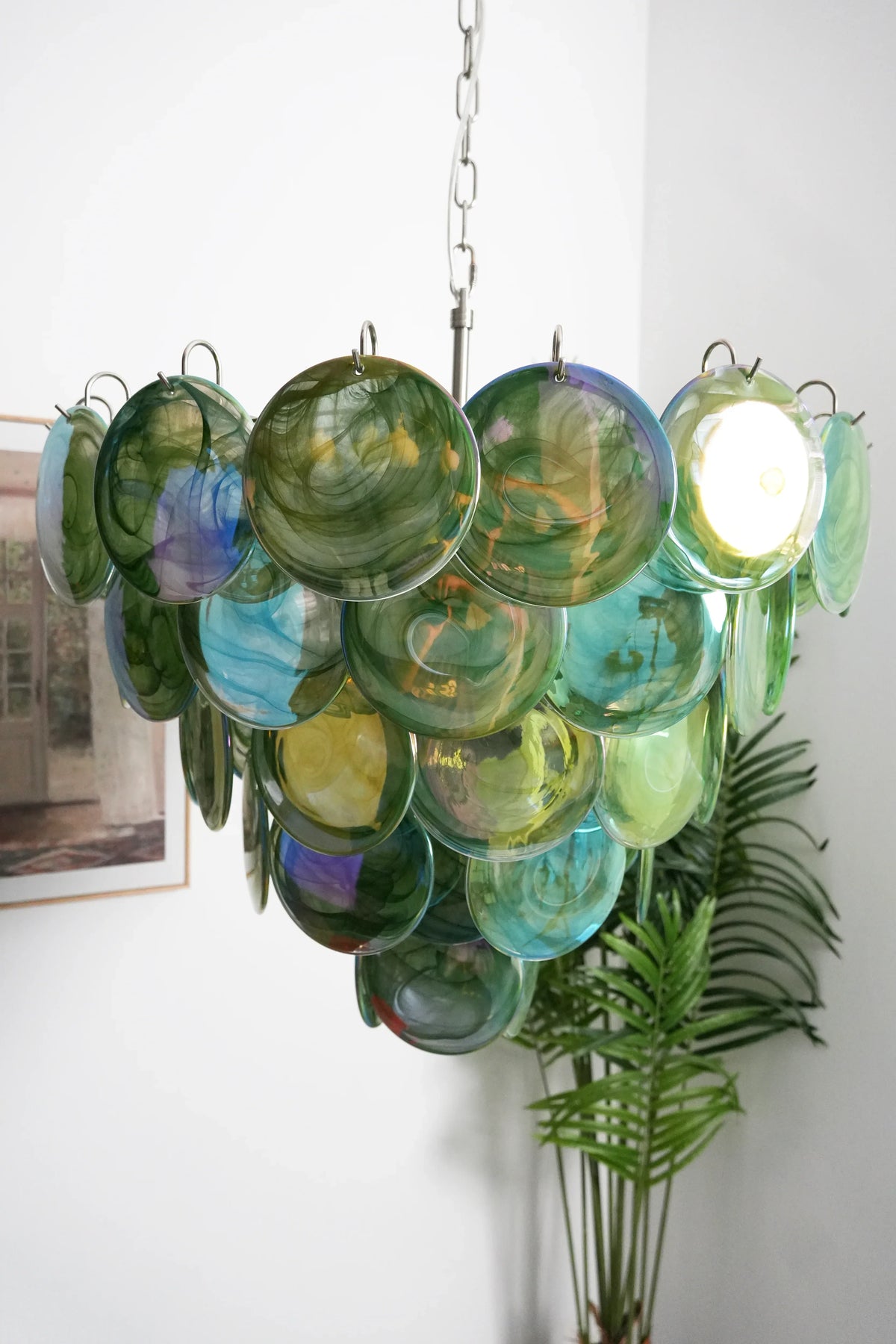 Elegant Green Murano Disc Chandelier - view 11