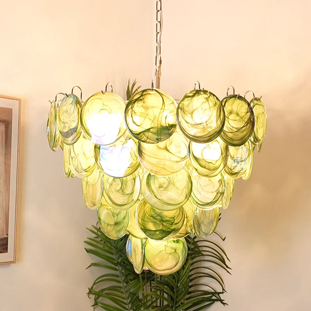 Elegant Green Murano Disc Chandelier - view 5