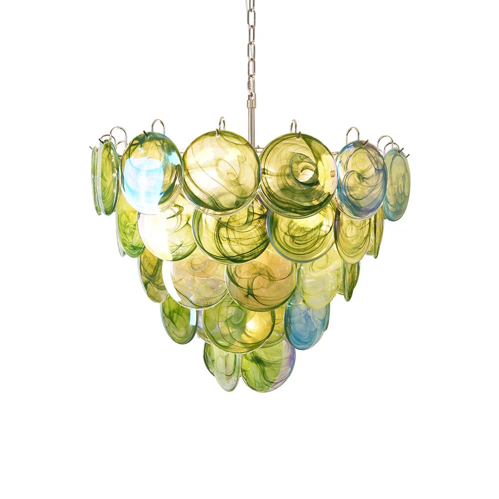 Elegant Green Murano Disc Chandelier - view 27