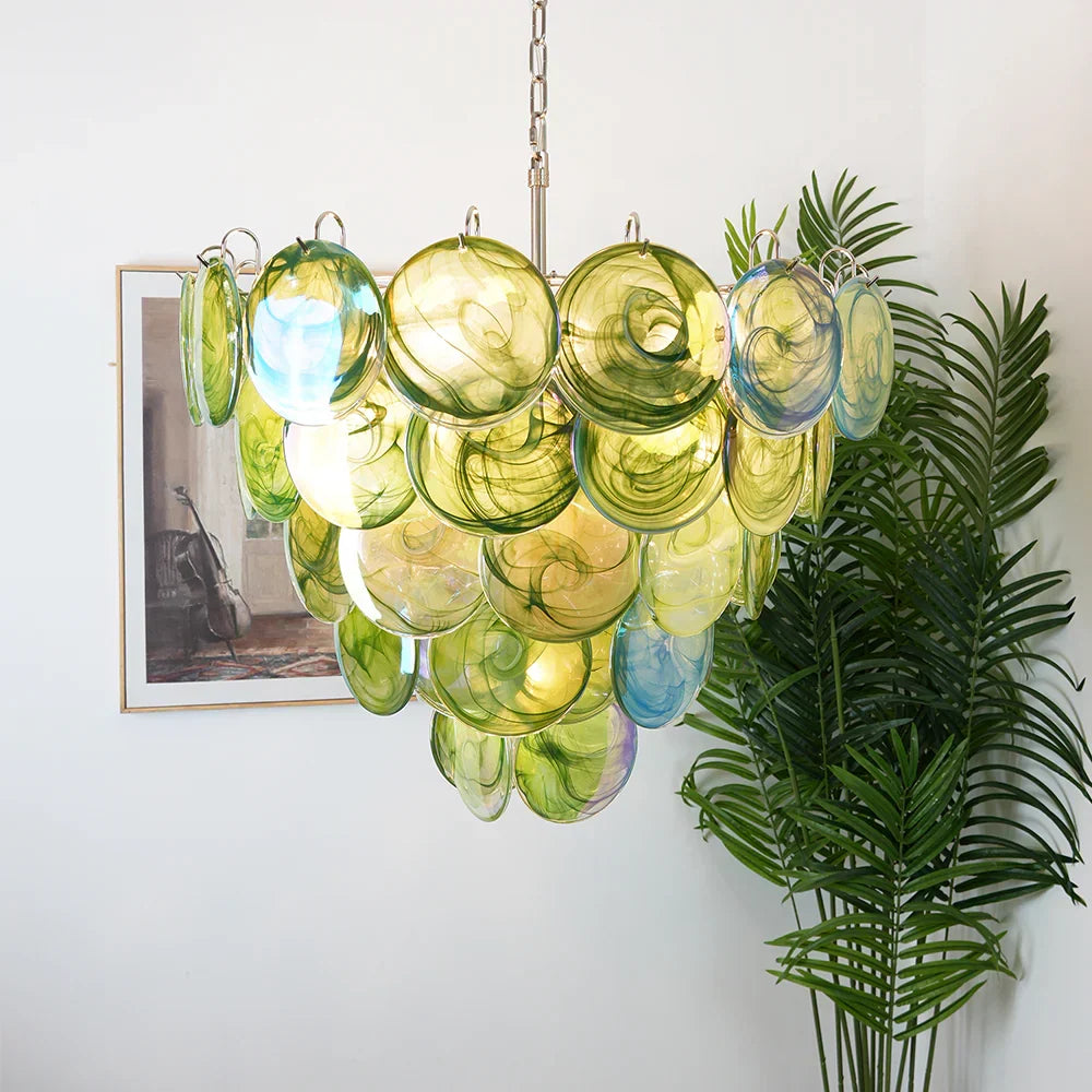 Elegant Green Murano Disc Chandelier - view 2