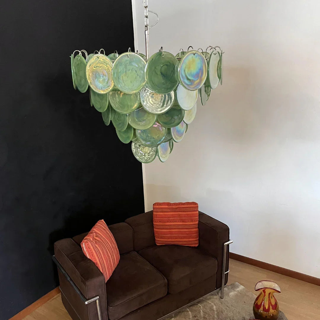 Elegant Green Murano Disc Chandelier - view 14
