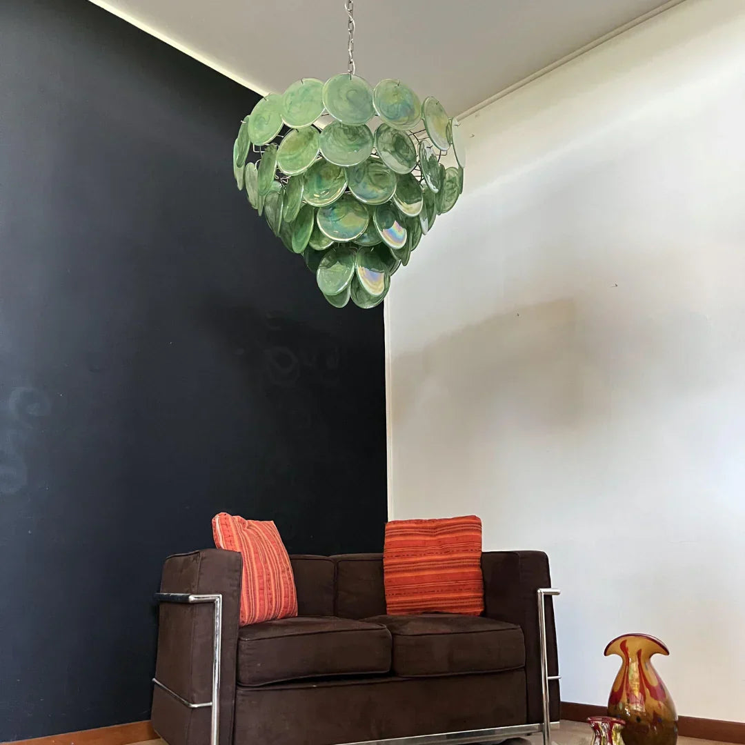 Elegant Green Murano Disc Chandelier - view 16
