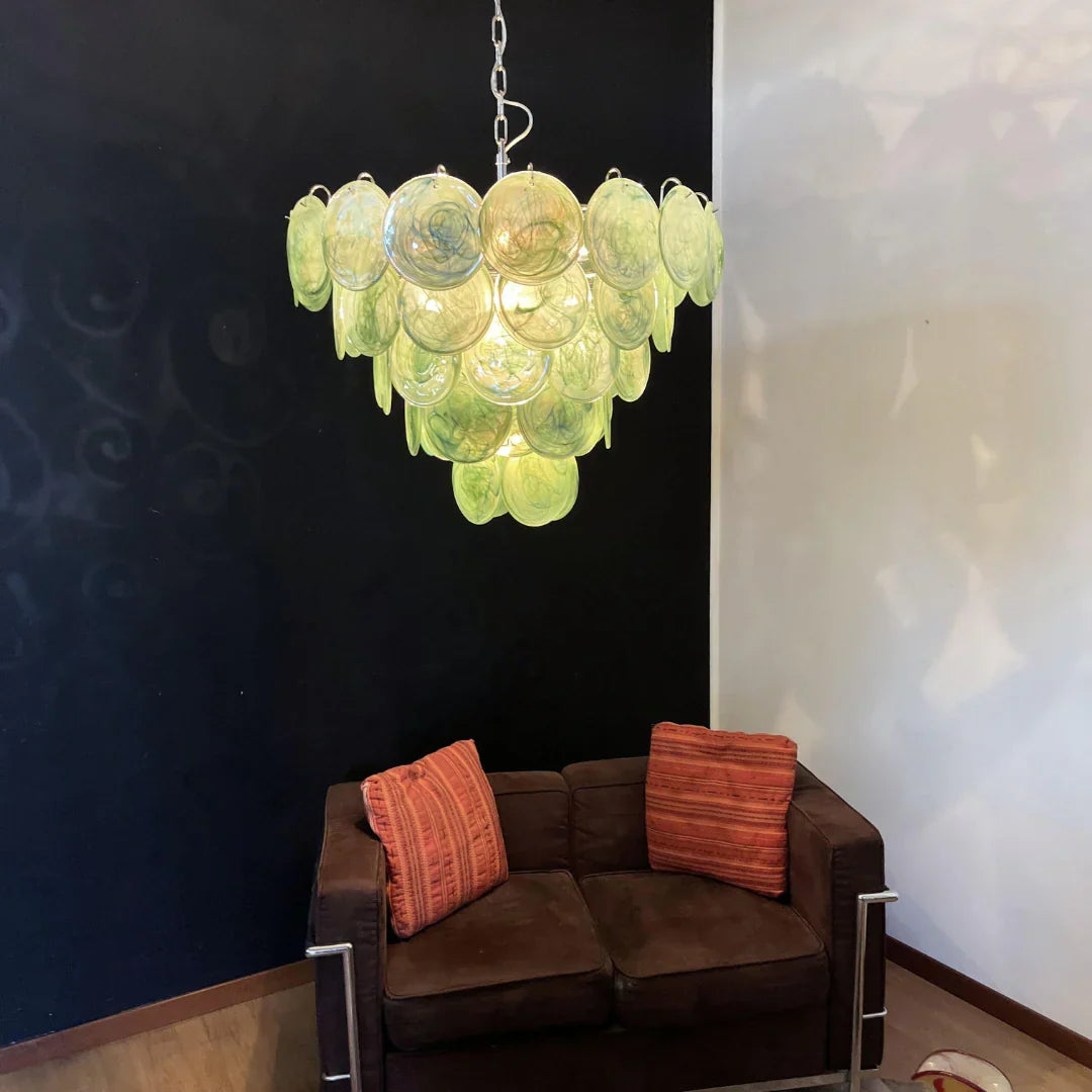 Elegant Green Murano Disc Chandelier - view 7