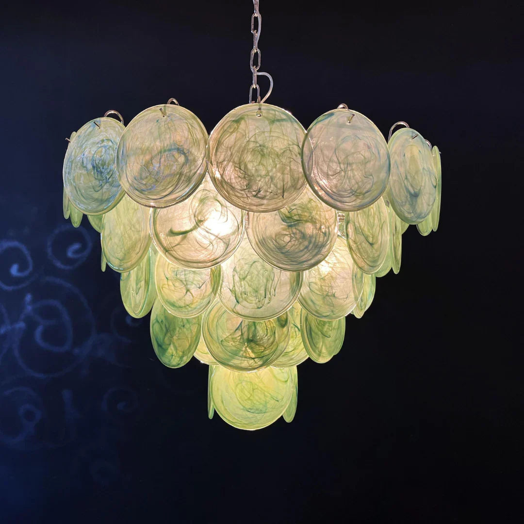 Elegant Green Murano Disc Chandelier - view 20
