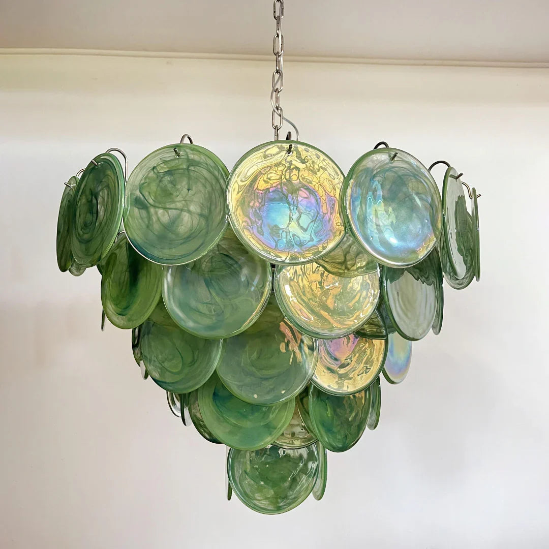 Elegant Green Murano Disc Chandelier - view 19