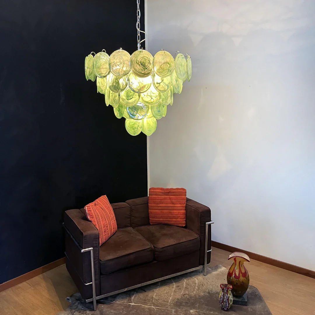 Elegant Green Murano Disc Chandelier - view 3