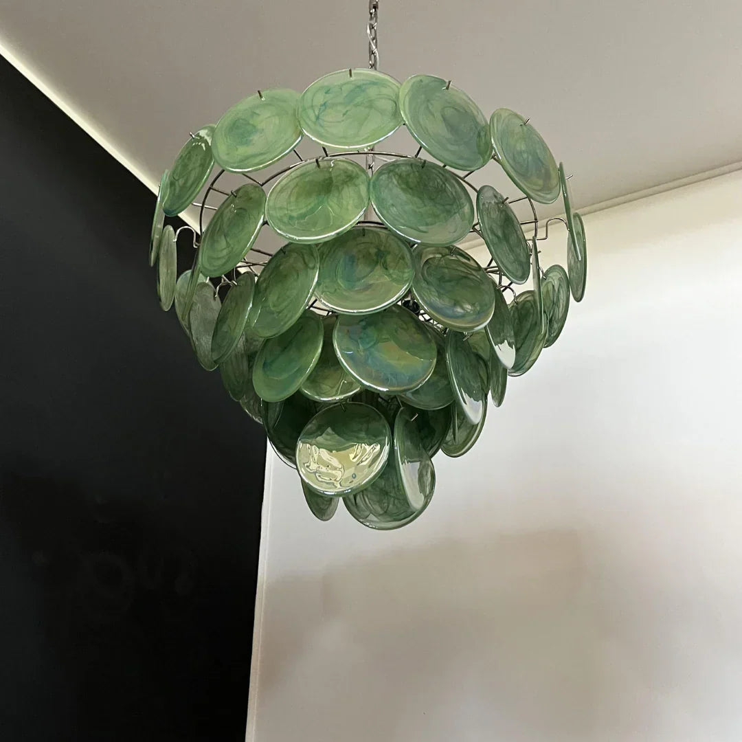 Elegant Green Murano Disc Chandelier - view 18