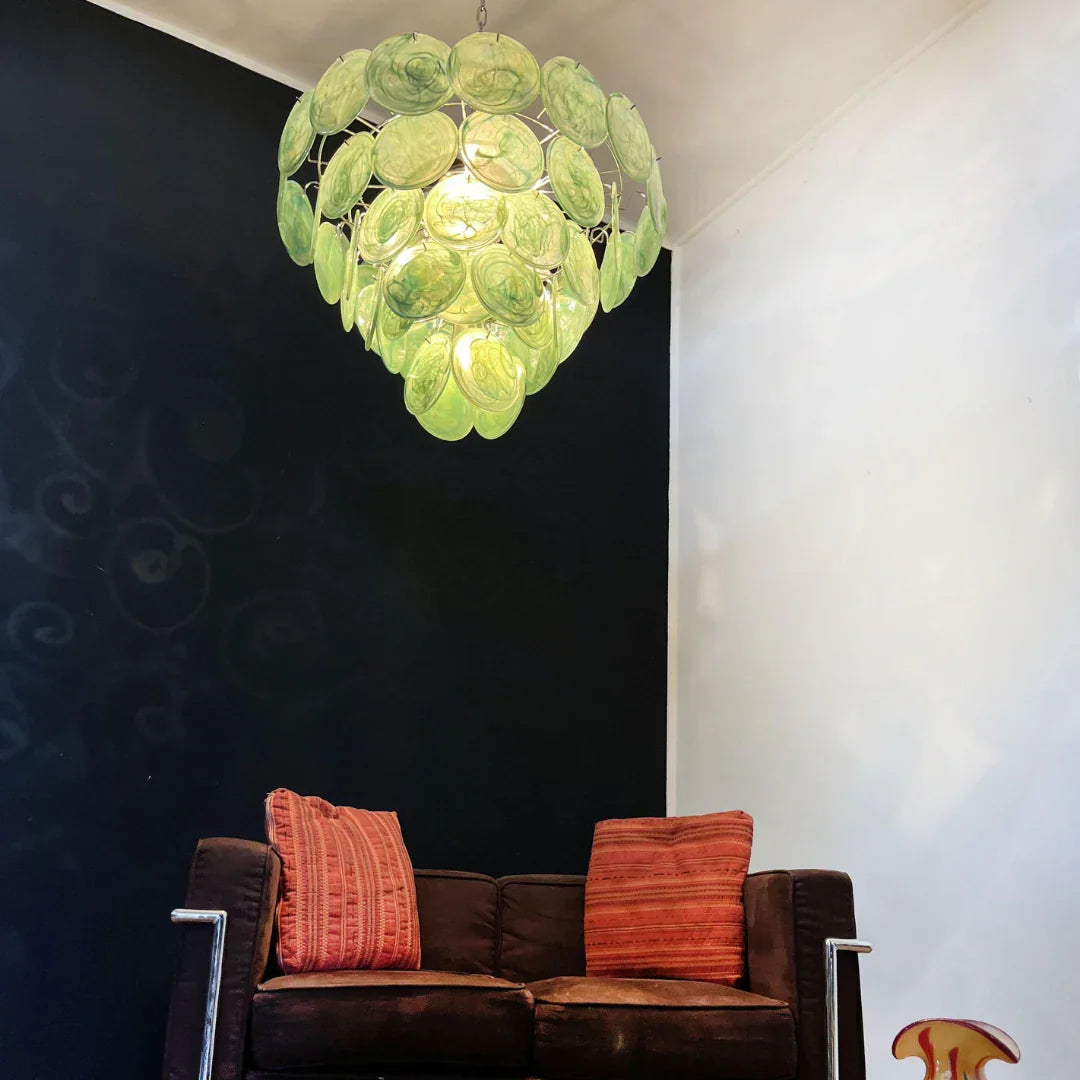 Elegant Green Murano Disc Chandelier - view 15