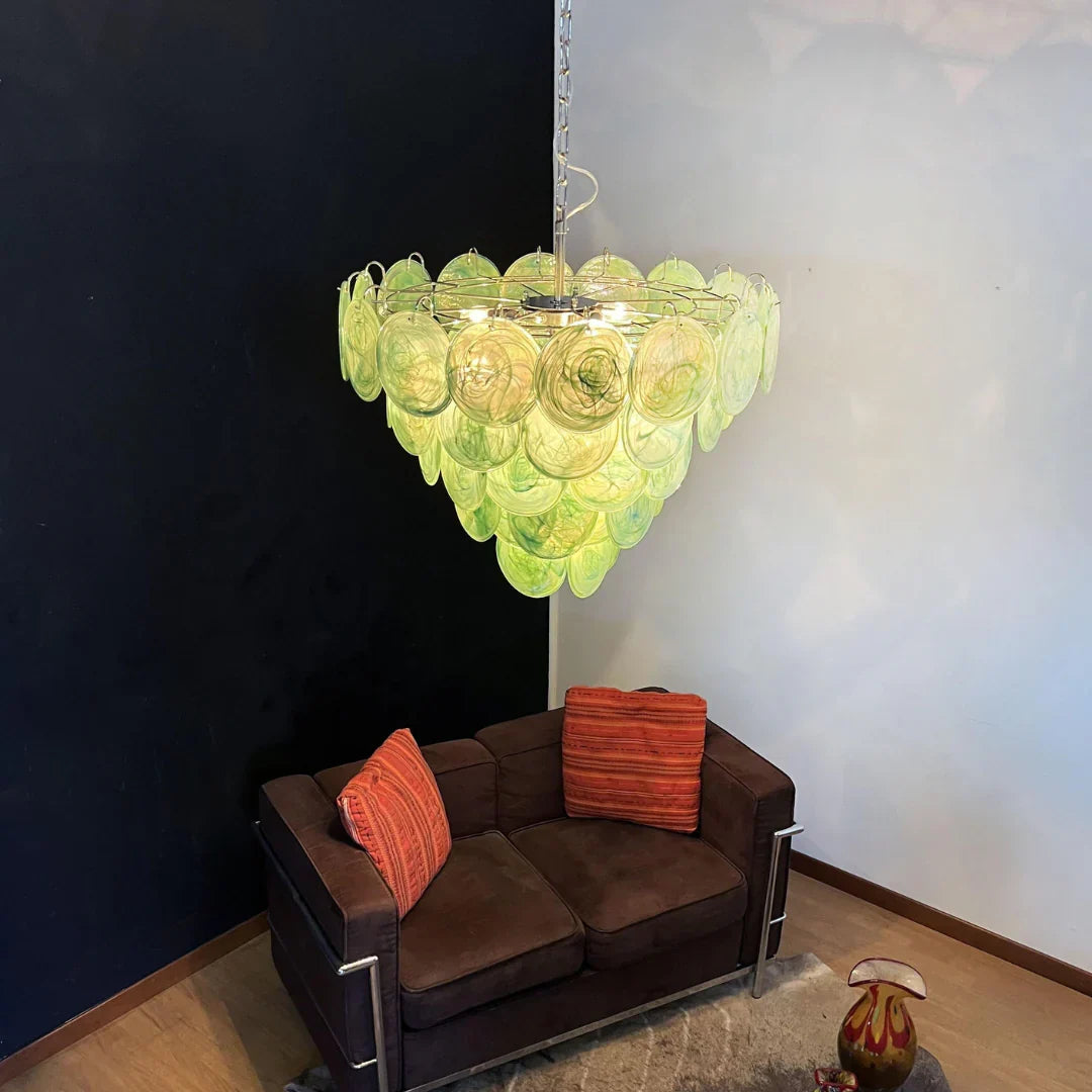 Elegant Green Murano Disc Chandelier - view 8