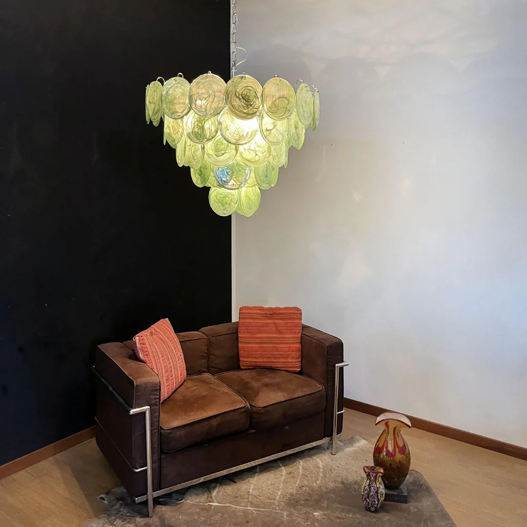 Elegant Green Murano Disc Chandelier - view 9