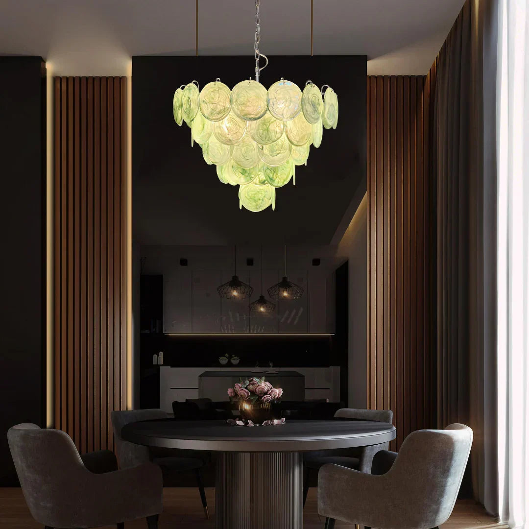 Elegant Green Murano Disc Chandelier - view 10