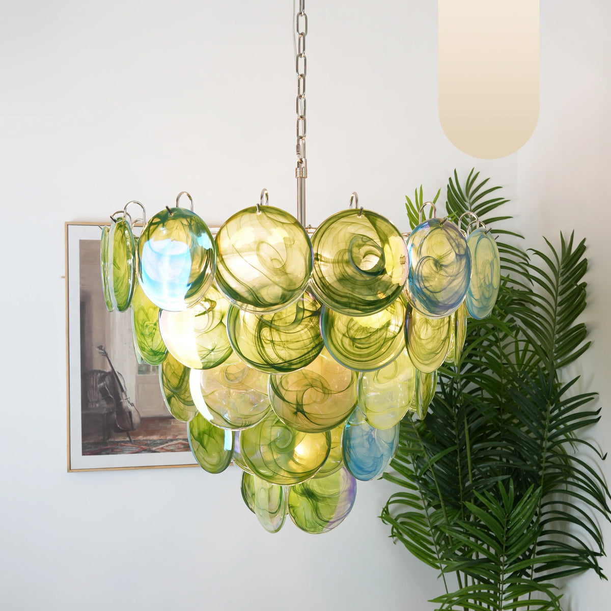 Elegant Green Murano Disc Chandelier - view 25