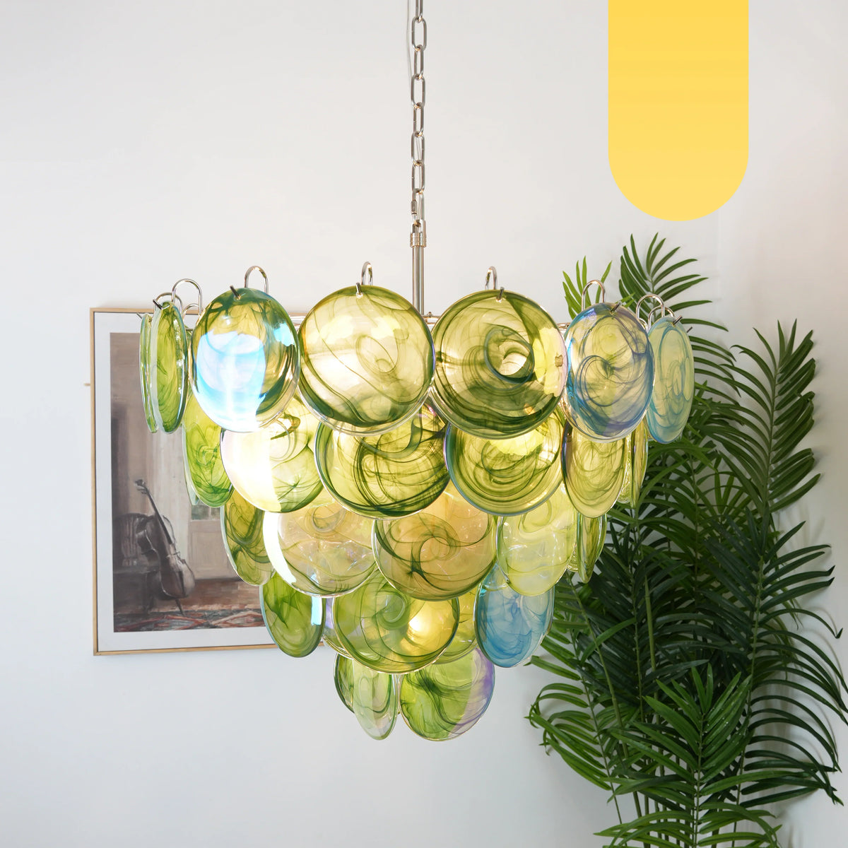 Elegant Green Murano Disc Chandelier - view 26