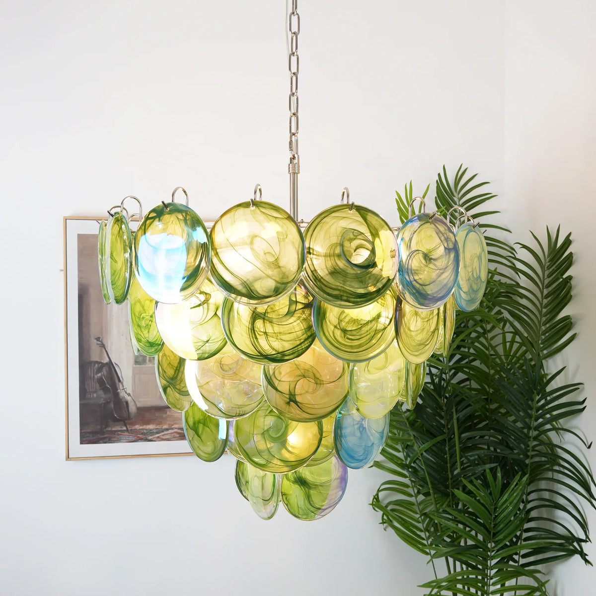 Elegant Green Murano Disc Chandelier - view 24