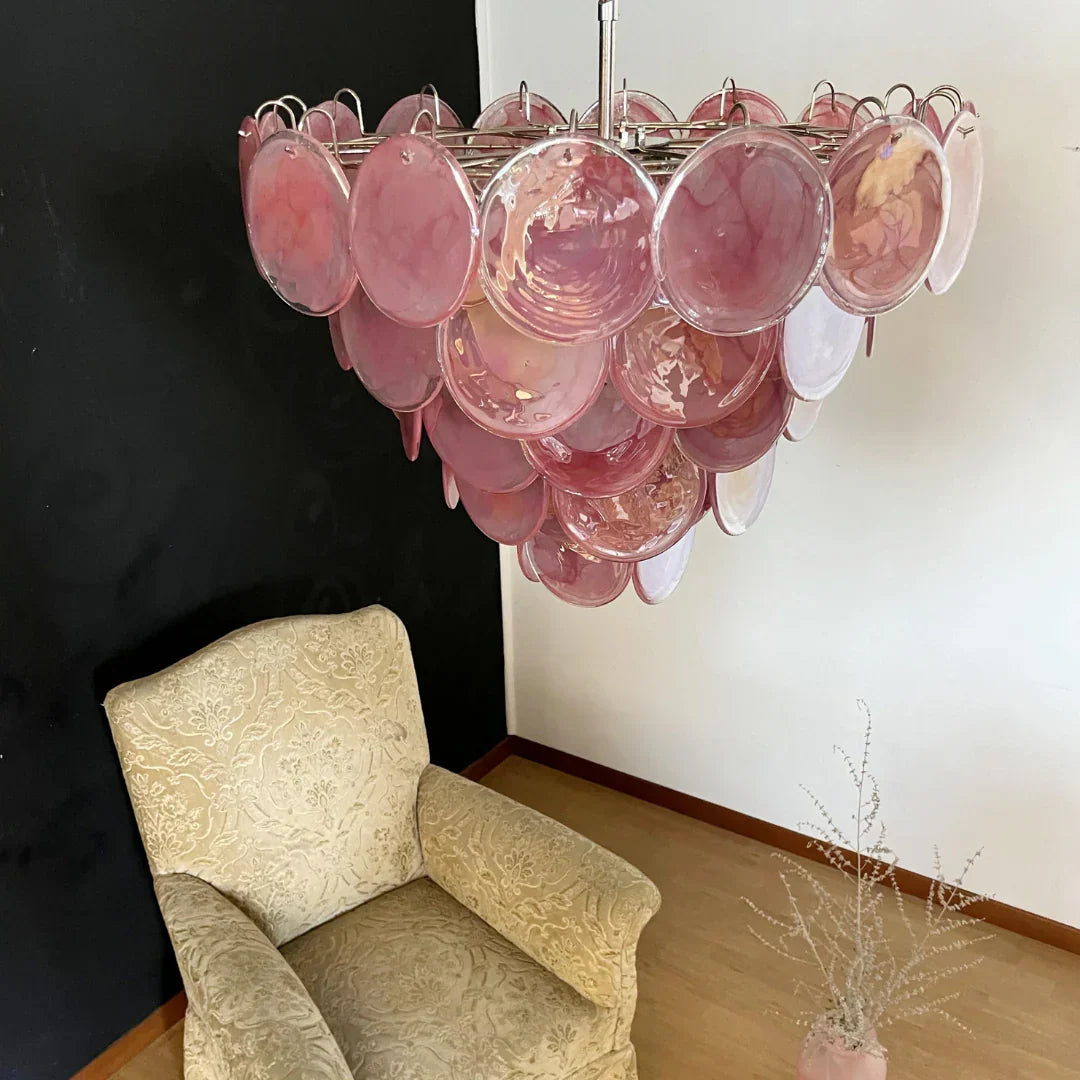 Elegant Pink Murano Disc Chandelier - view 12