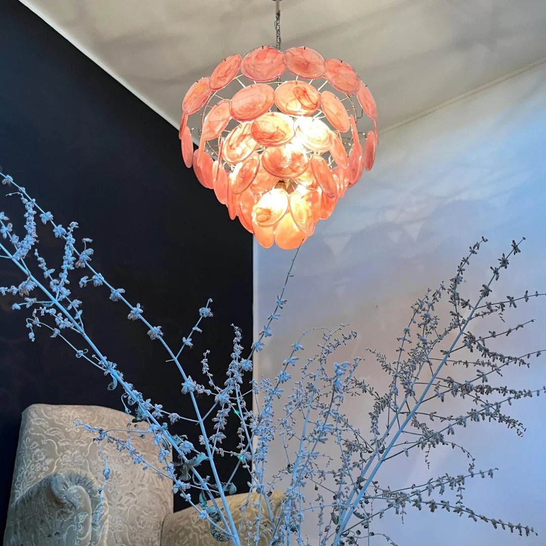 Elegant Pink Murano Disc Chandelier - view 15