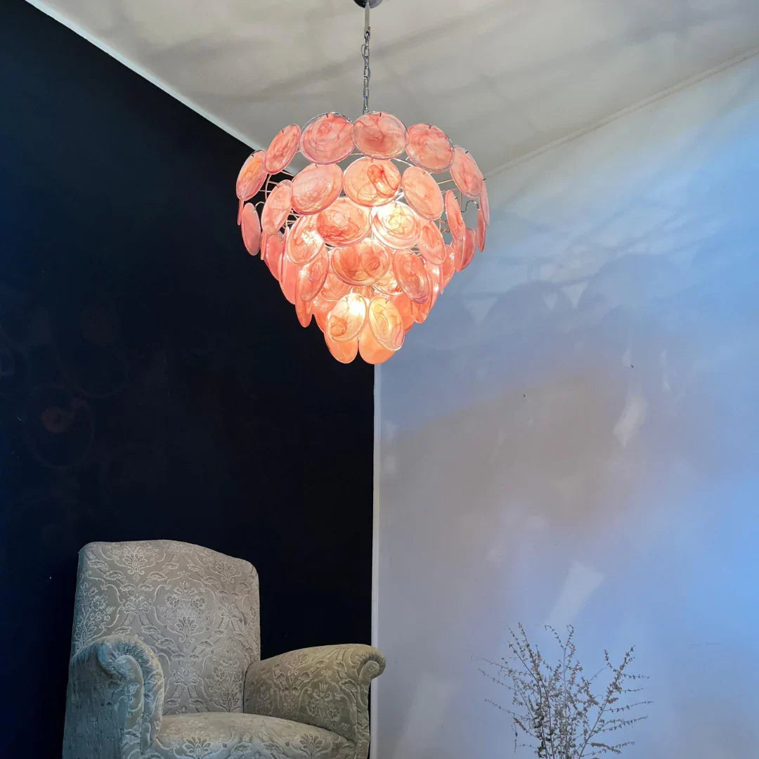 Elegant Pink Murano Disc Chandelier - view 11